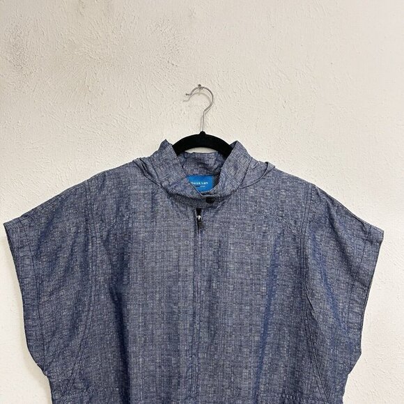 Derek Lam for Design Nation Jacket Blue Chambray Organic Cotton Blend Hooded L - Picture 4 of 12